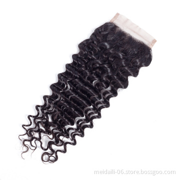 hot sale cheap virgin indian hair deep wave swiss human lace closure